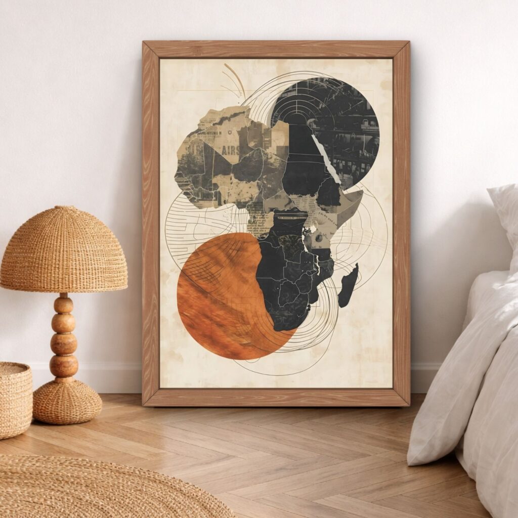 Abstract art featuring Africa map
