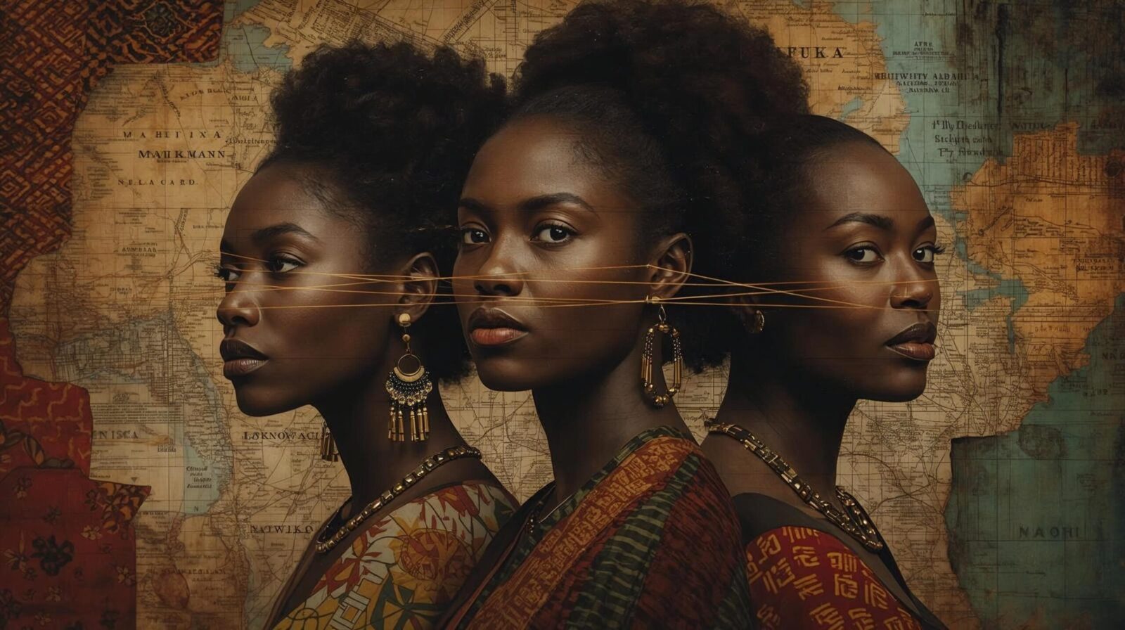 Three women with cultural attire.