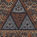 Geometric patterns with African textile influence.