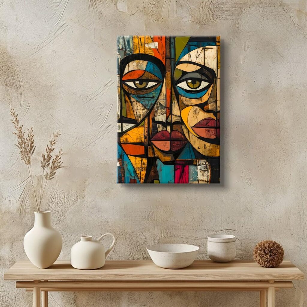 DIACEES African Abstract Wall Art African Modern Tribal Mask Wall Decor Symbol Culture Canvas Poster Mixed Tones Graffiti Picture Perfect for Bedroom Living Room Wall Decor (16x24in Canvas)