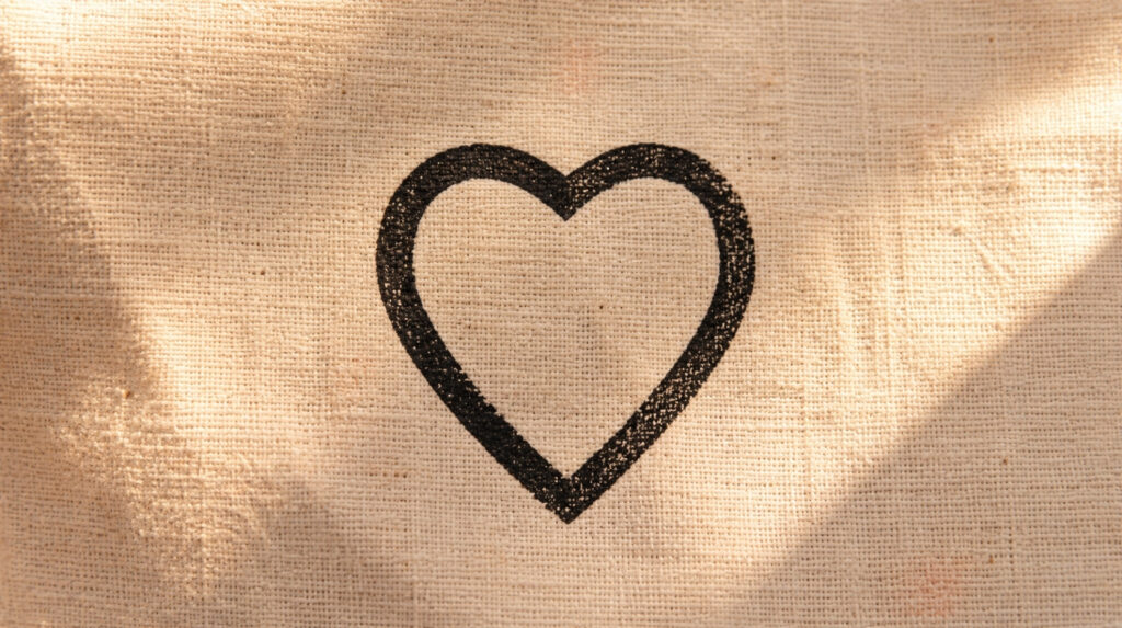 the Ghanaian Adinkra symbol Akoma, the heart symbol associated with patience, endurance, and steady love