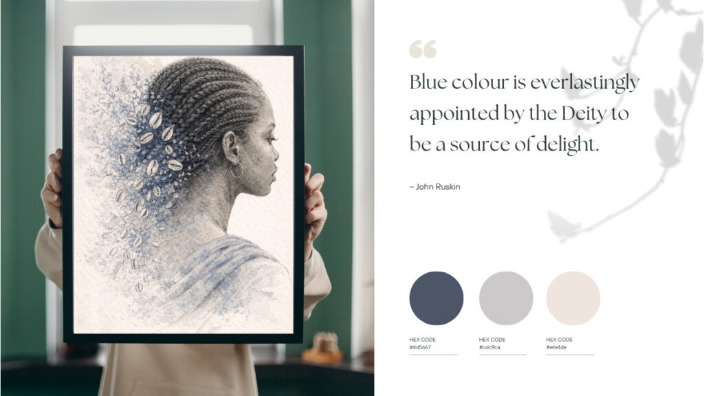 Indigo Archives Volume 3 Hair as Archive — afrocentric decor, wall art set of 3 in indigo tones