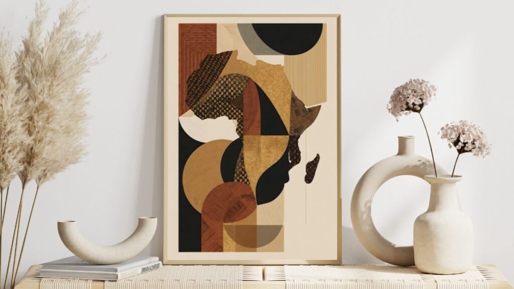 Abstract art featuring Africa and shapes, Afrocentric Wall Art Under $50