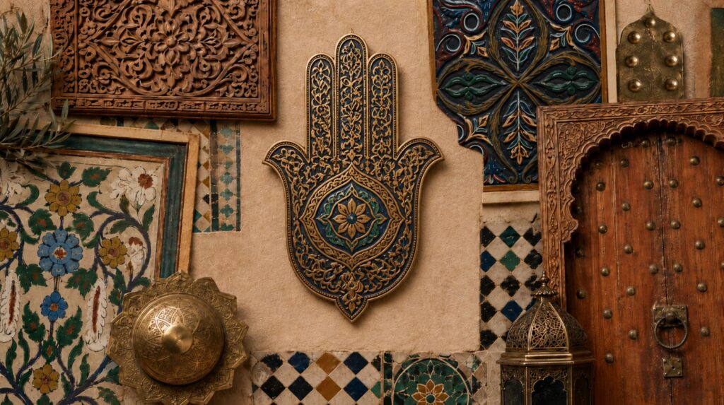 Moroccan symbols, Decorative wall with intricate designs