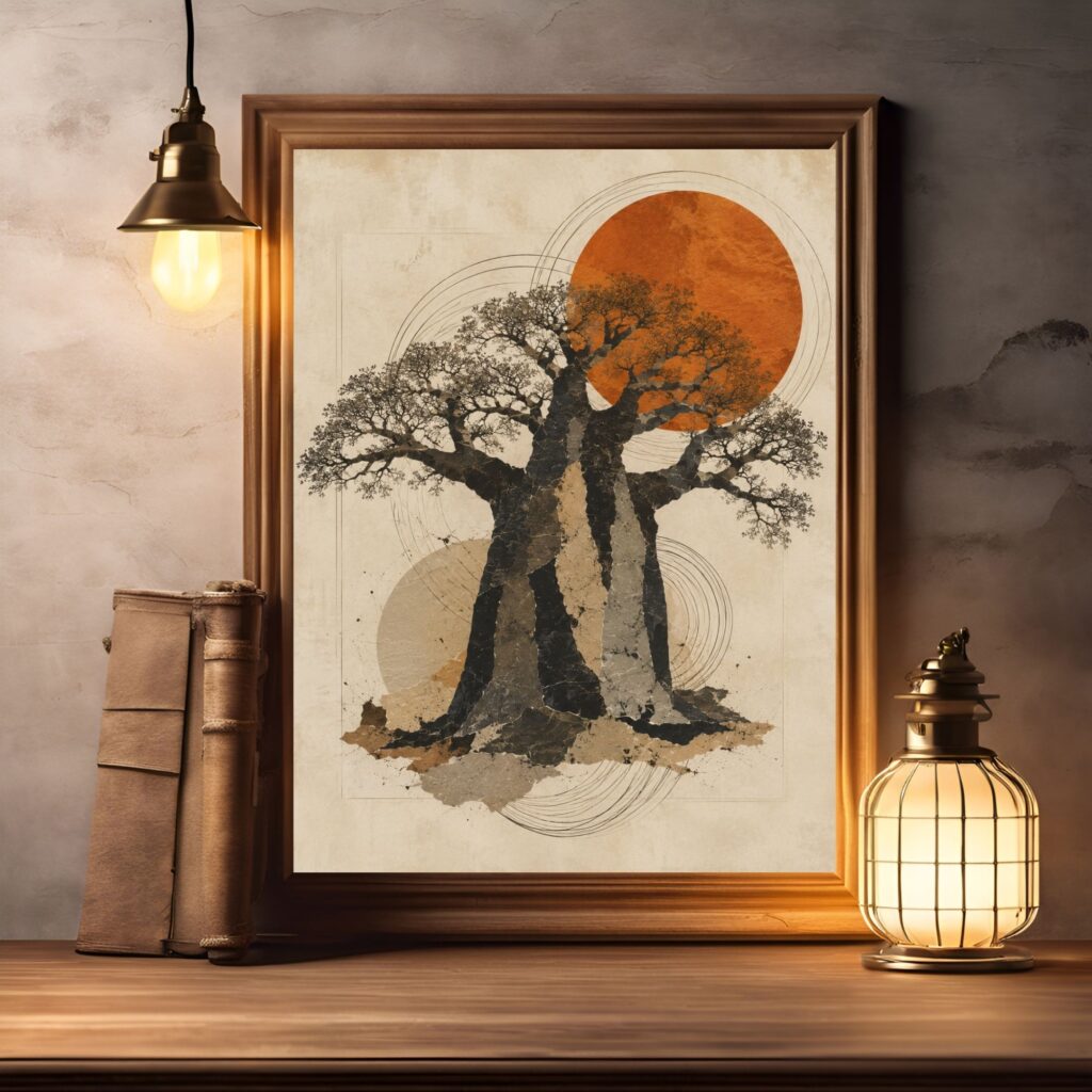 Baobab Tree of Life Print, African Wall Art, Earth Tone Boho Decor, Digital Download