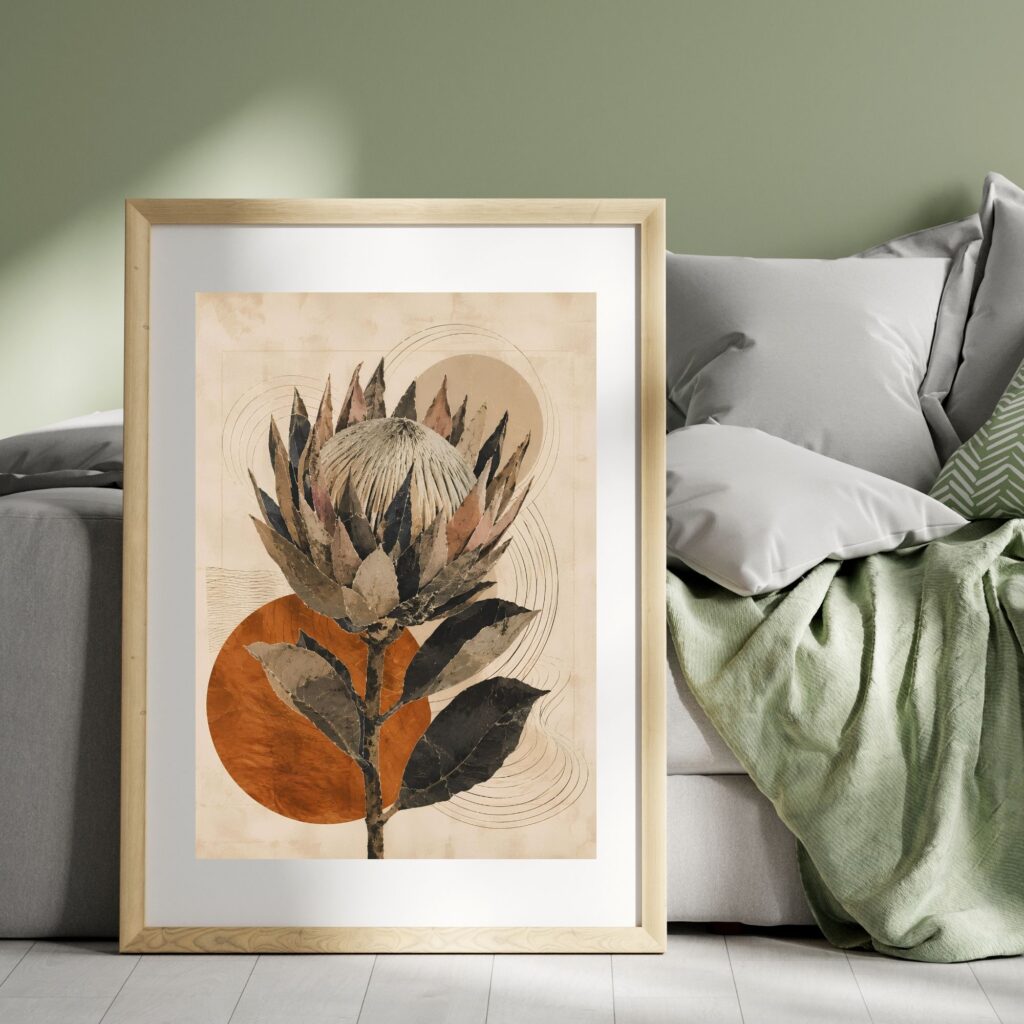 Protea Wall Art Printable, King Protea Print, Afrocentric Botanical Boho Decor, Terracotta Earth Tone