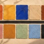 Moroccan color palette guide — ten textured swatches from Marrakech terracotta to Chefchaouen blue