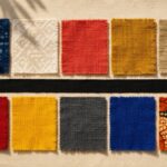Nigeria color palette guide — ten cloth swatches from adire indigo and Benin coral to Lagos yellow and ankara brights