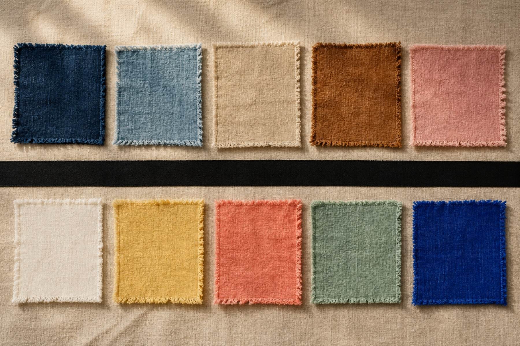 Senegal color palette guide — ten dyed-cloth swatches from Dakar indigo to Lake Retba pink